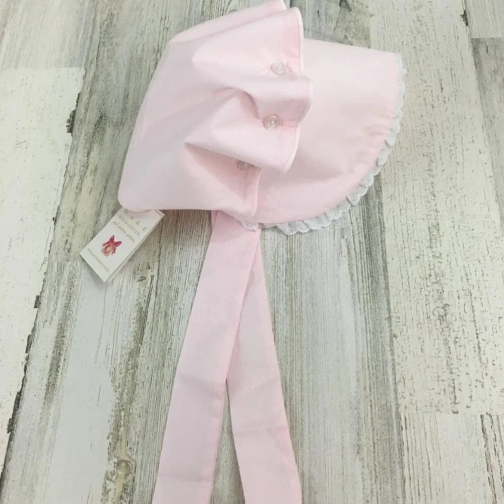 The Beaufort Bonnet Company Bellefaire Bonnet in Palm Beach Pink Eyelet XL 3-4T